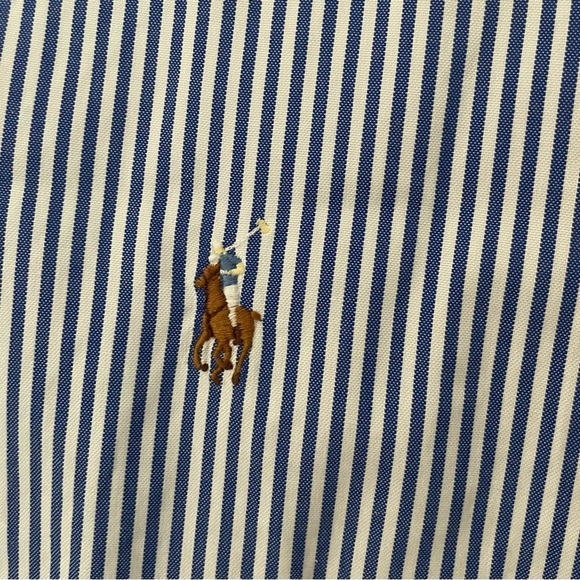 Ralph Lauren Mens 
•Dress Shirt 
•Button Up 
•Blue Striped Cotton Yarmouth 17-36 - Picture 3 of 8